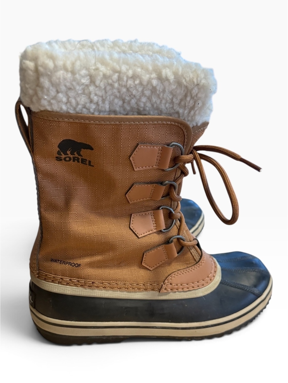 Sorel Winter Carnival Waterproof Snow Boots Camel Brown Tan Black Size 7